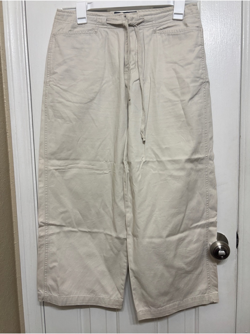 Route 66 Womens Khaki Pants 10 Beige Solid Cotton Twill Straight Flat Front